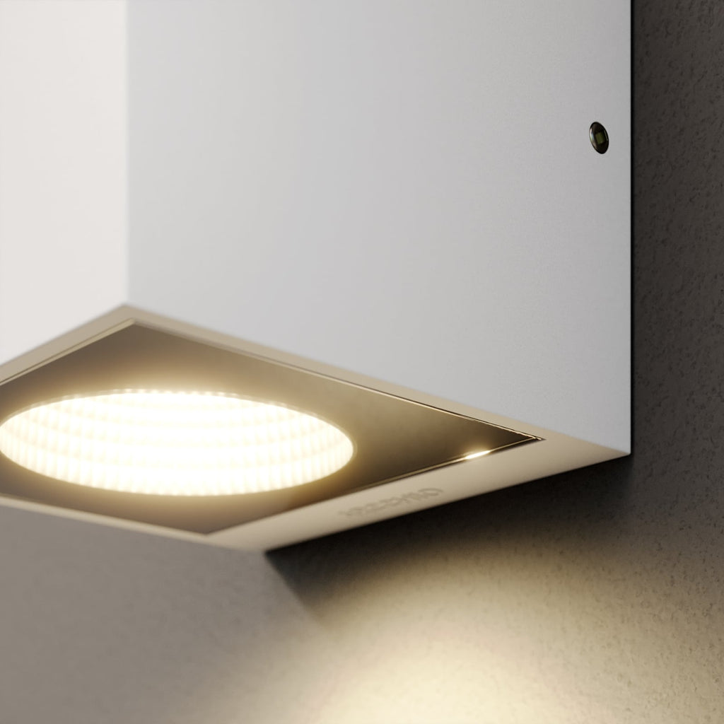 LED utevegglampe Tassnim dimbar hvit aluminium 12 cm montert på vegg