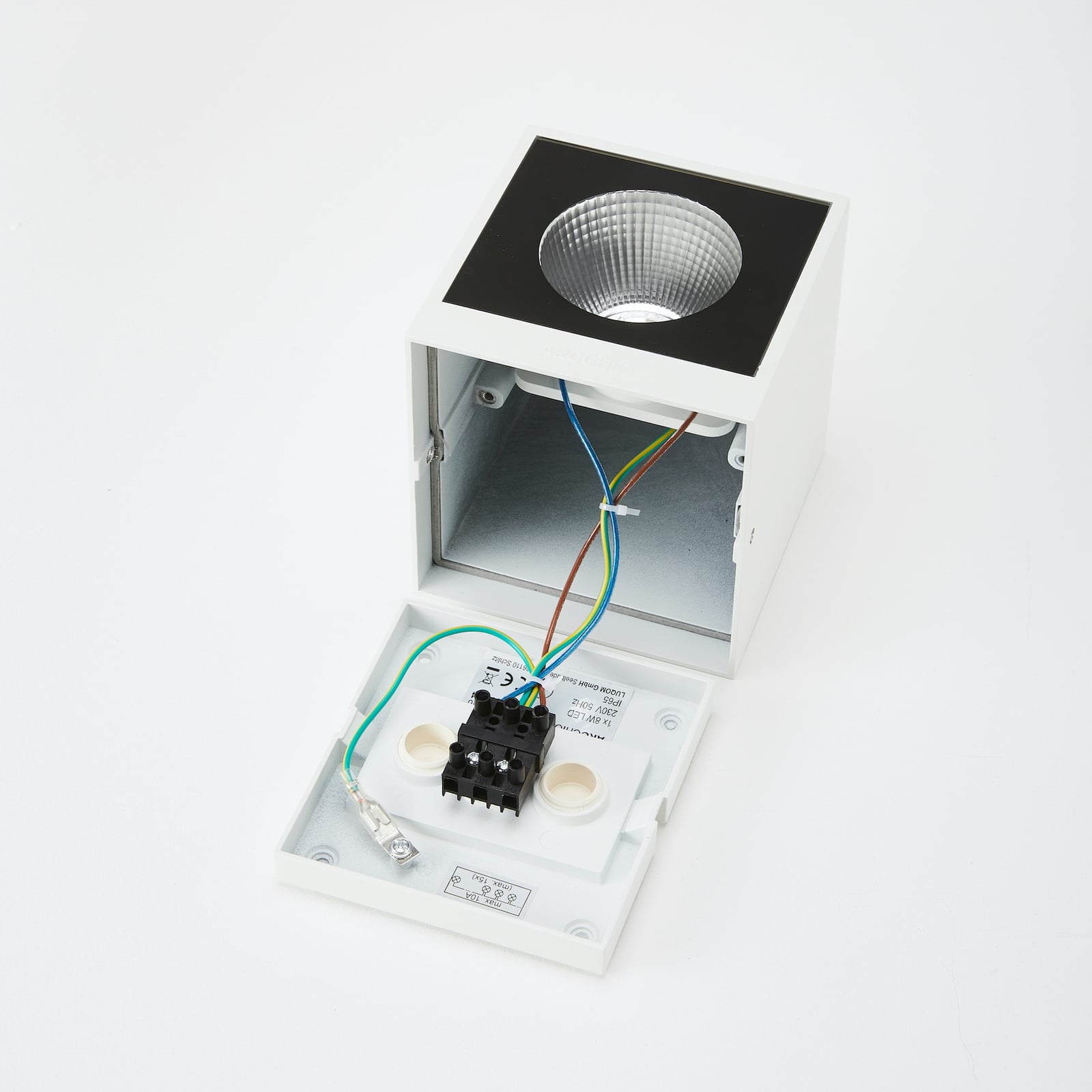 LED utevegglampe Tassnim dimbar hvit aluminium 12 cm sideprofil