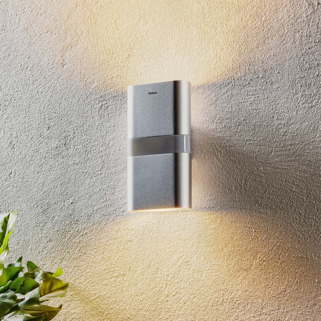 LED utevegglampe opp og ned med bevegelsessensor aluminium IP55 - Theben forfra