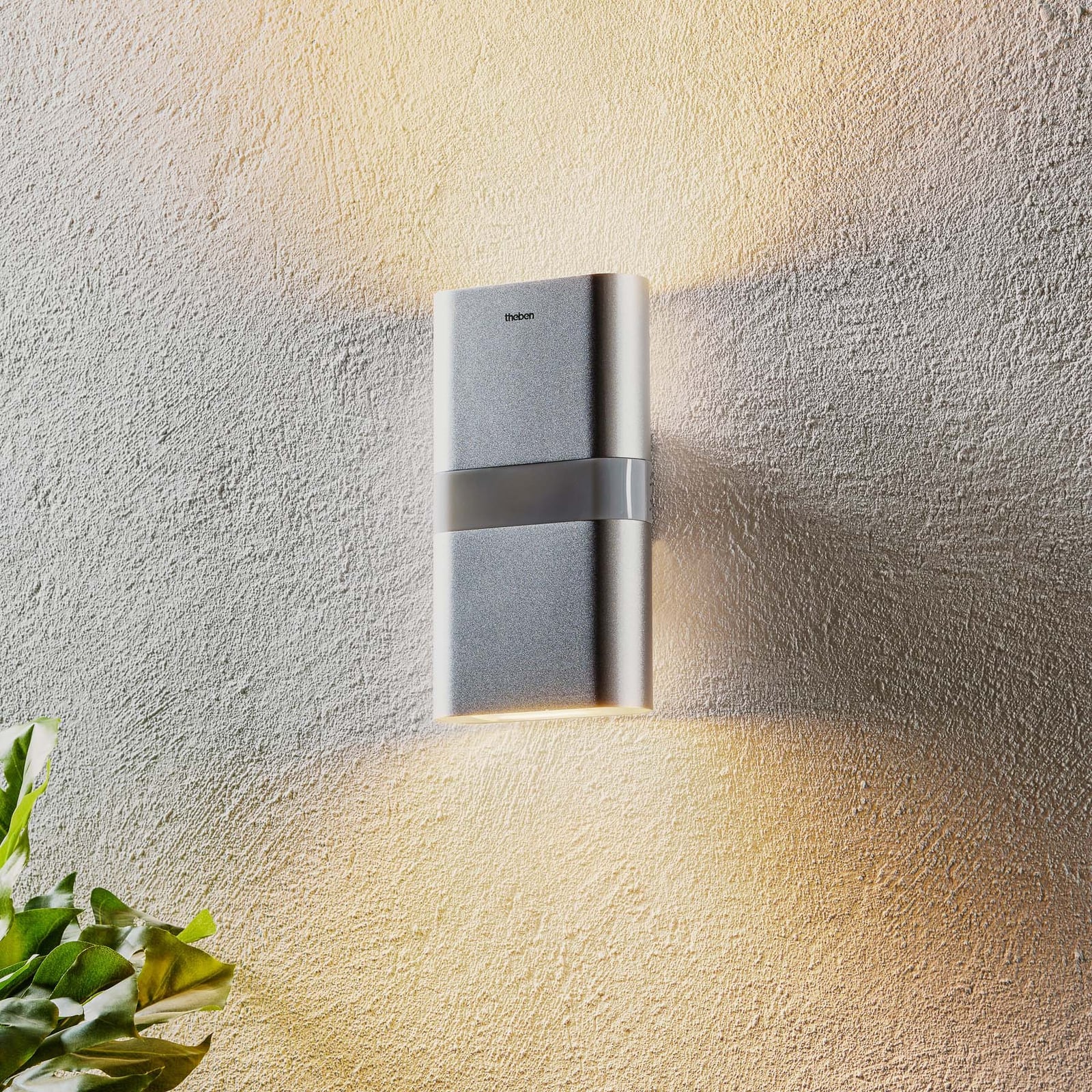 LED utevegglampe opp og ned med bevegelsessensor aluminium IP55 - Theben forfra