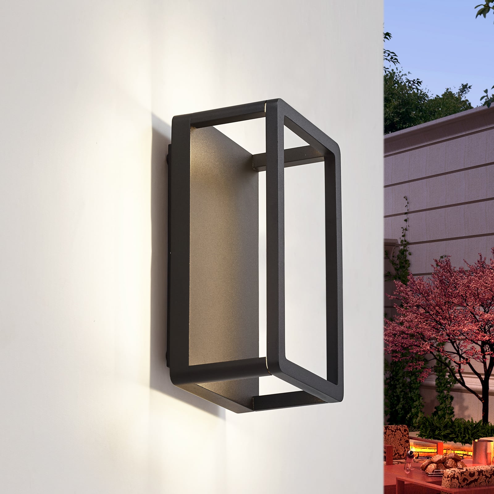 LED utevegglampe Thorvid svart aluminium front