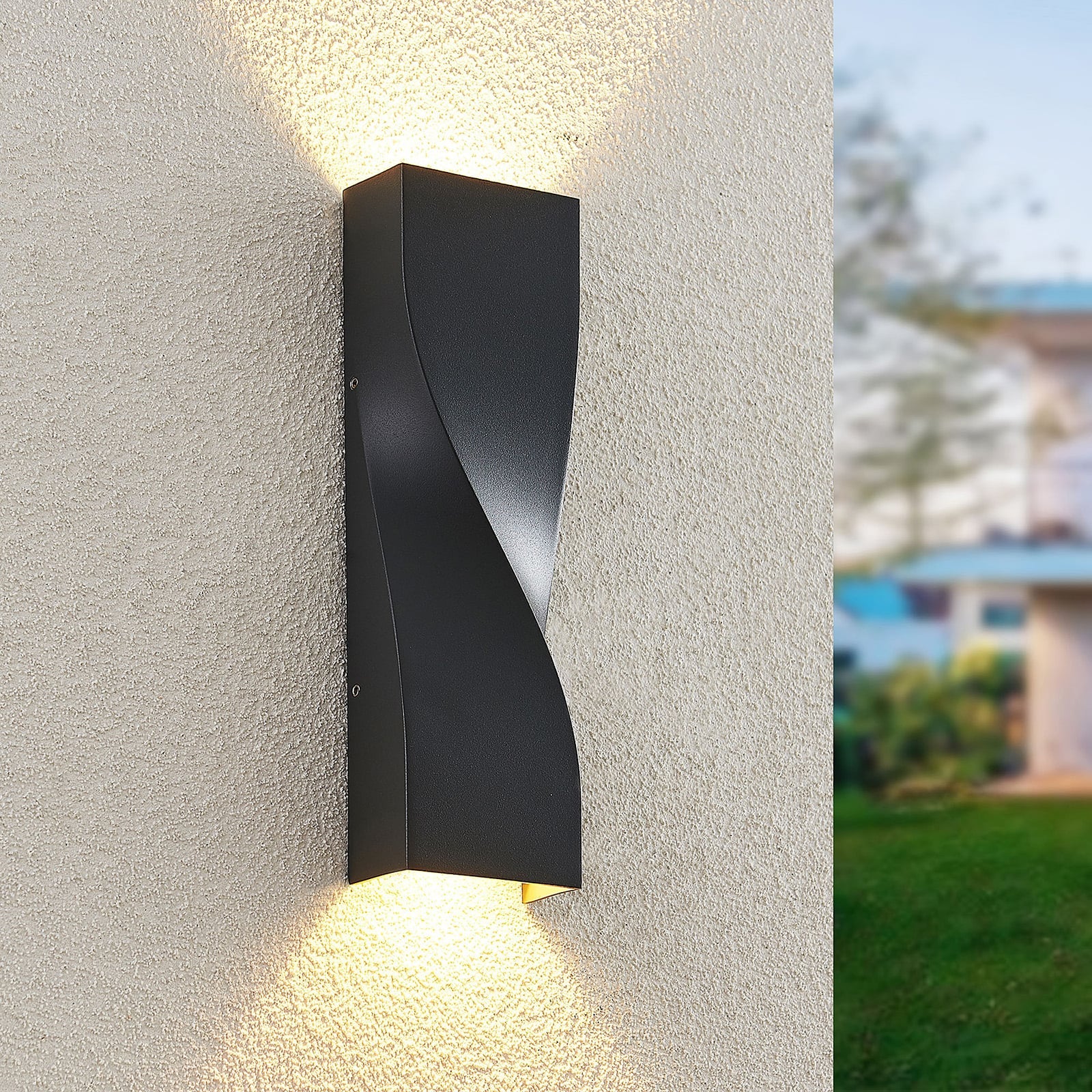 LED utevegglampe Tibelya opp og ned antrasitt IP65 forfra
