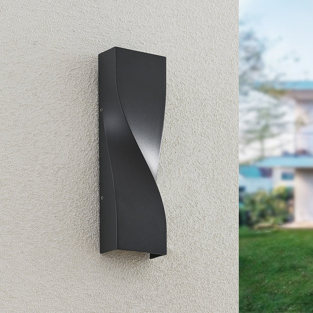 LED utevegglampe Tibelya opp og ned antrasitt IP65 detalj av aluminiumskropp