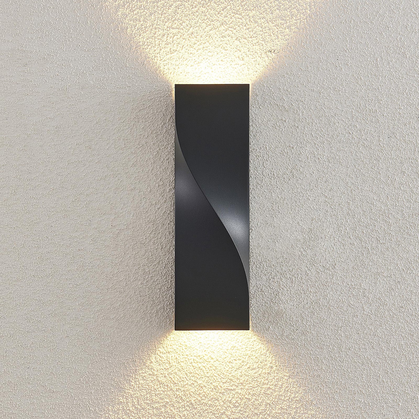 LED utevegglampe Tibelya opp og ned antrasitt IP65 montert på vegg