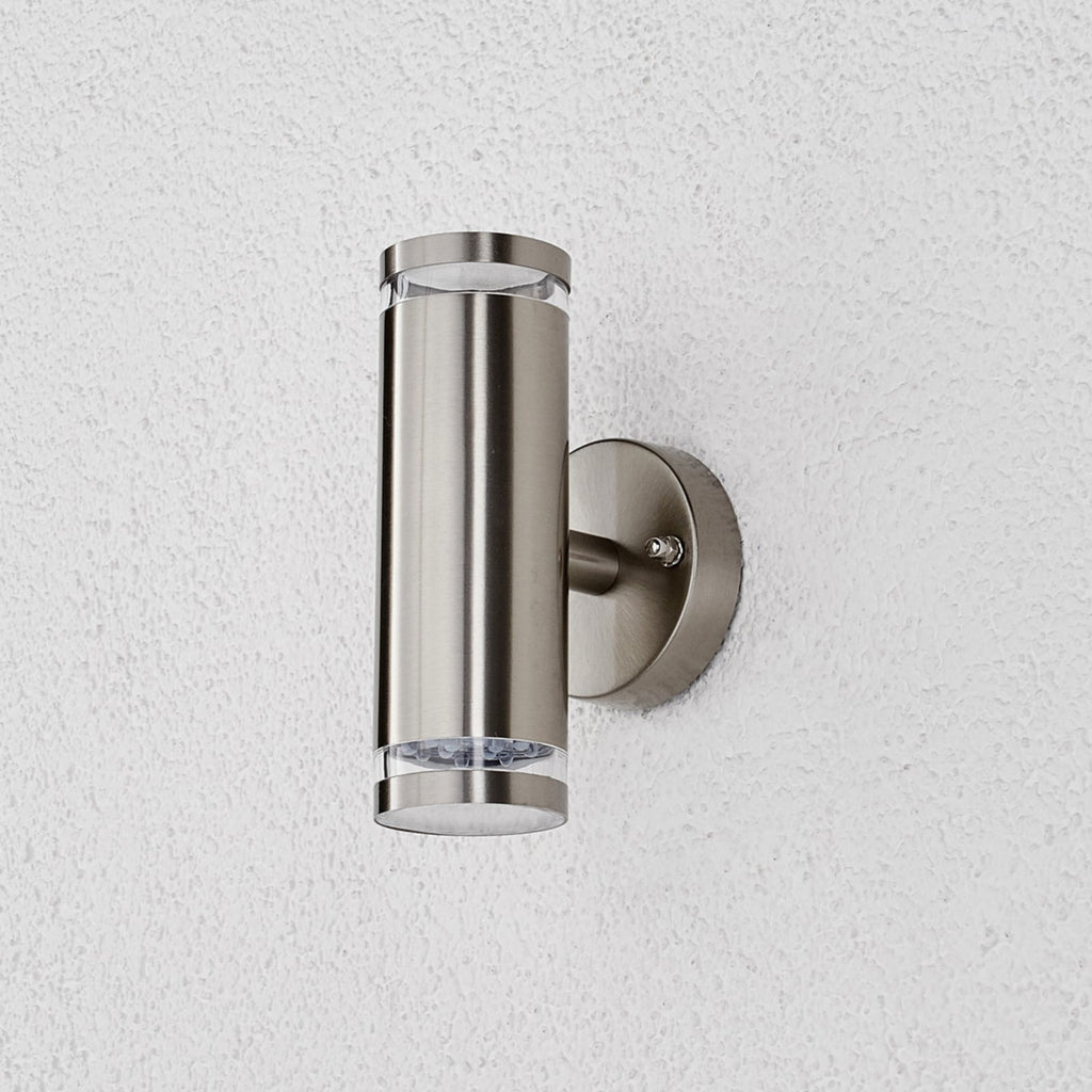 LED utevegglampe Tiberius rustfritt stål opp og ned IP44 bakside