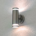 LED utevegglampe Tiberius rustfritt stål opp og ned IP44 front
