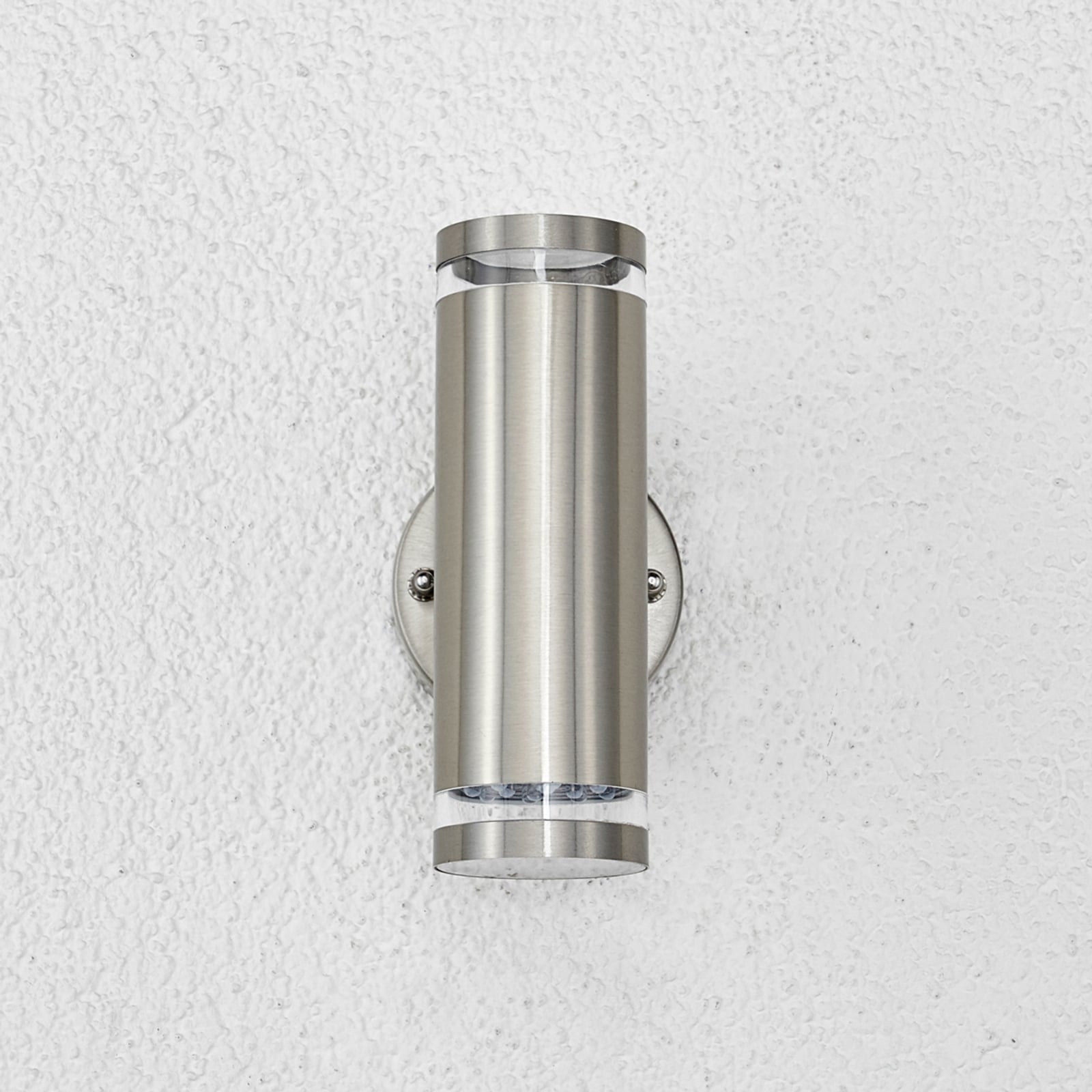 LED utevegglampe Tiberius rustfritt stål opp og ned IP44 nærbilde