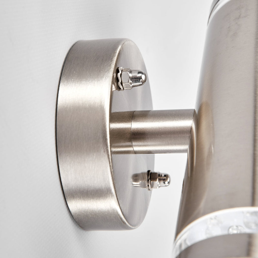 LED utevegglampe Tiberius rustfritt stål opp og ned IP44 sideprofil