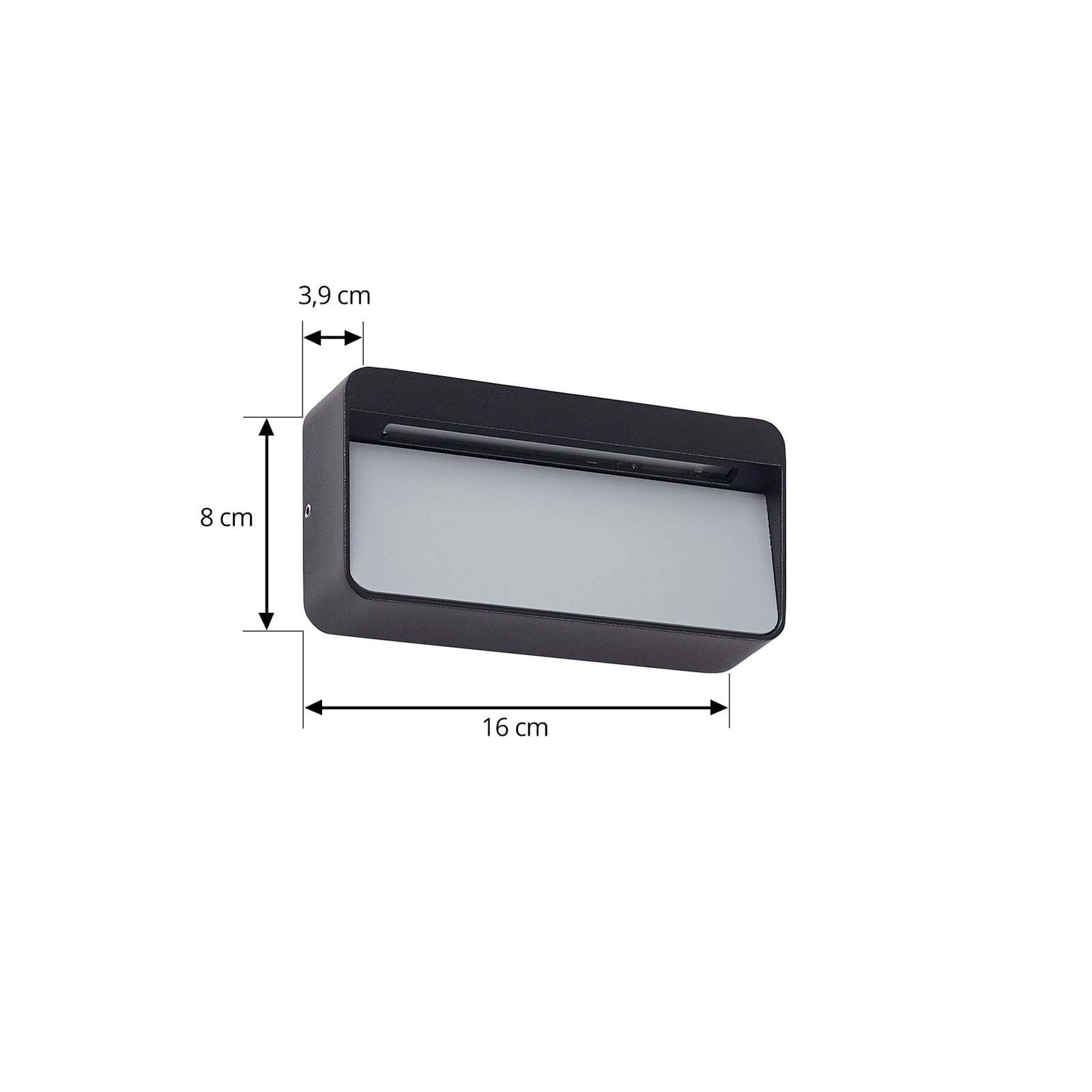 LED utevegglampe Tiburia svart aluminium nærbilde