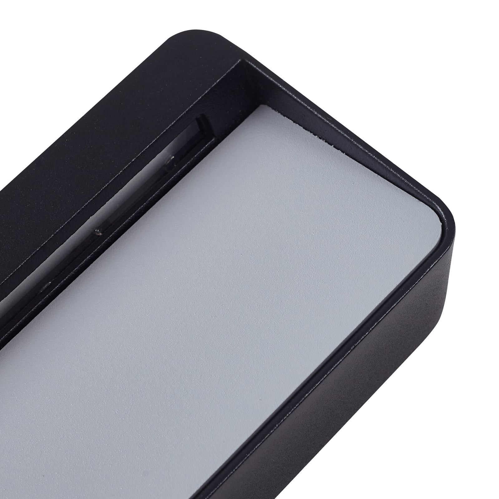 LED utevegglampe Tiburia svart aluminium sideprofil