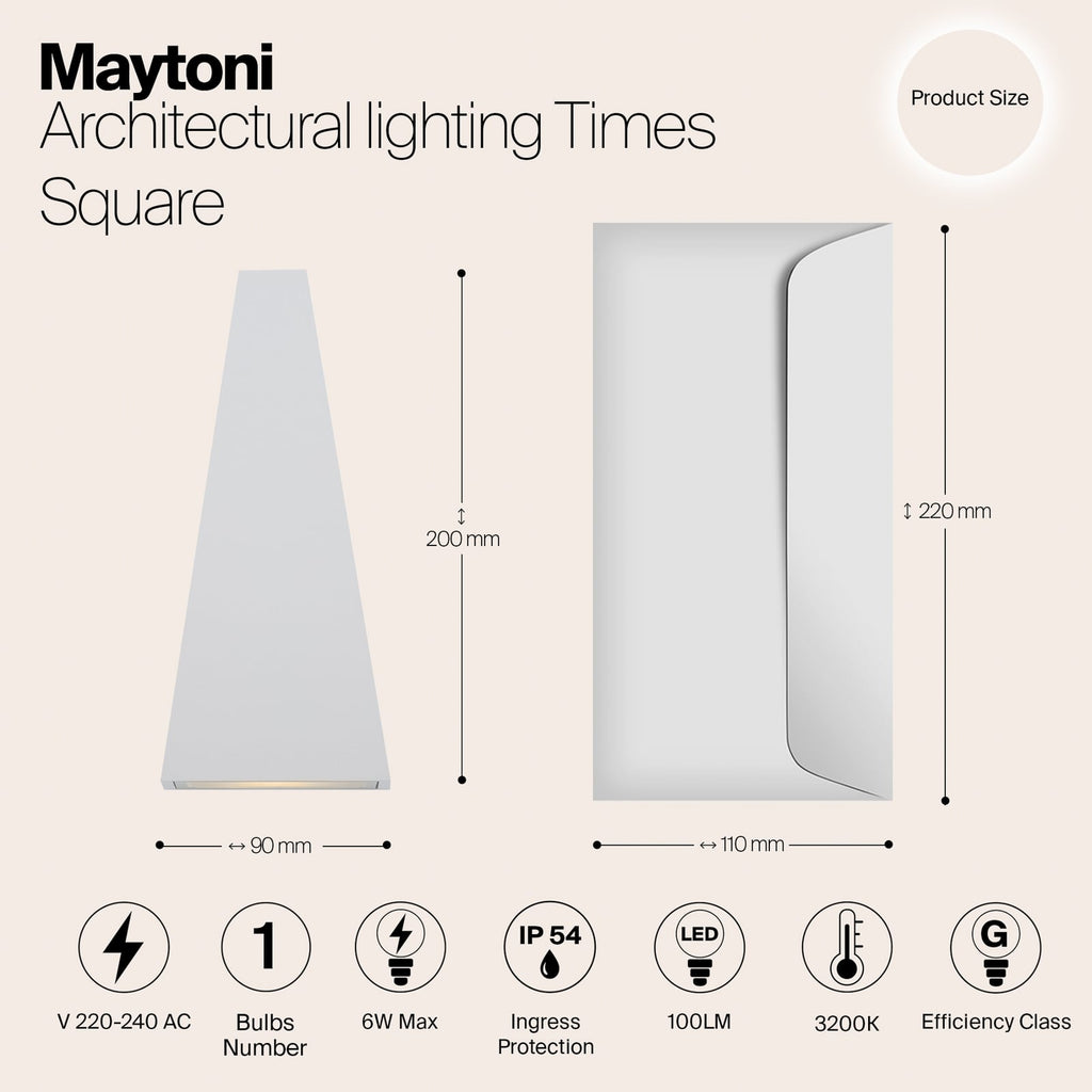 LED utevegglampe Times Square hvit opp og ned IP54 montert