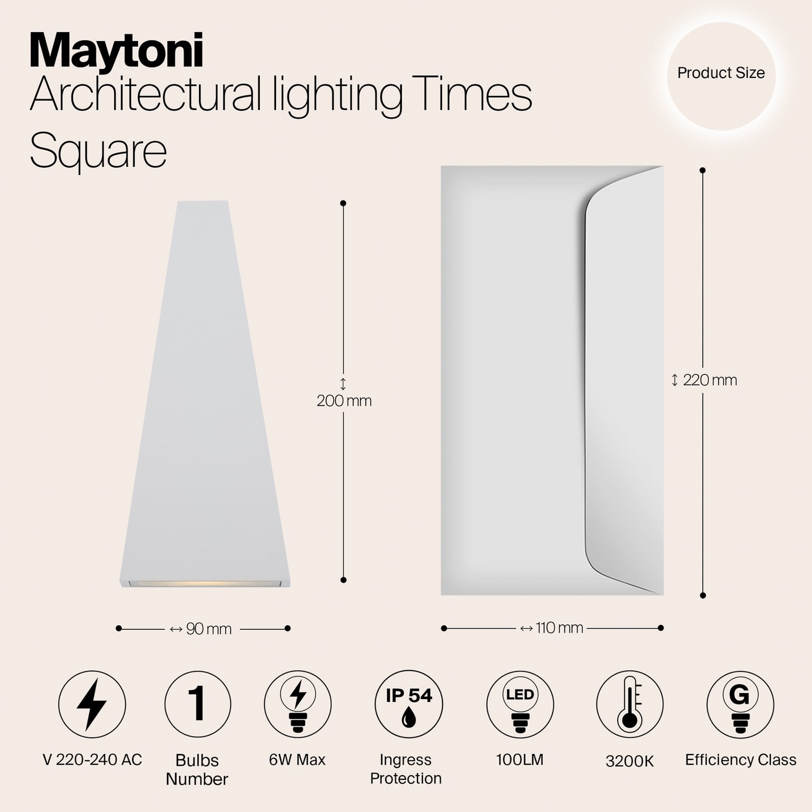 LED utevegglampe Times Square hvit opp og ned IP54 montert