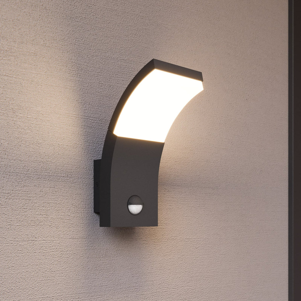 LED utevegglampe Timm med bevegelsessensor antrasitt IP54 forfra