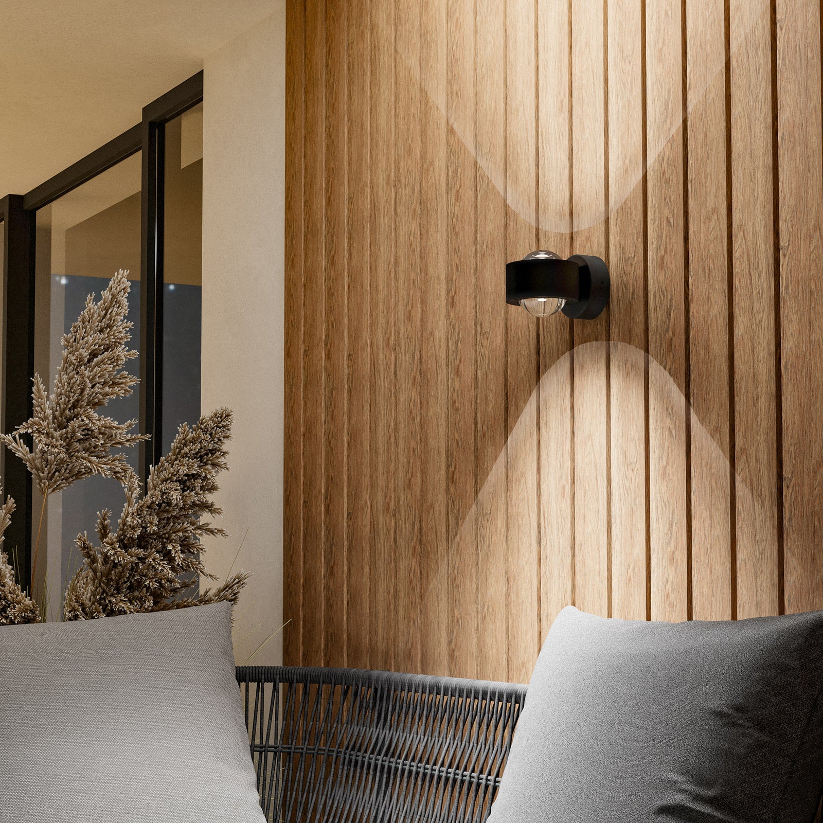 LED utevegglampe Treviolo svart opp og ned IP44 EGLO bakside