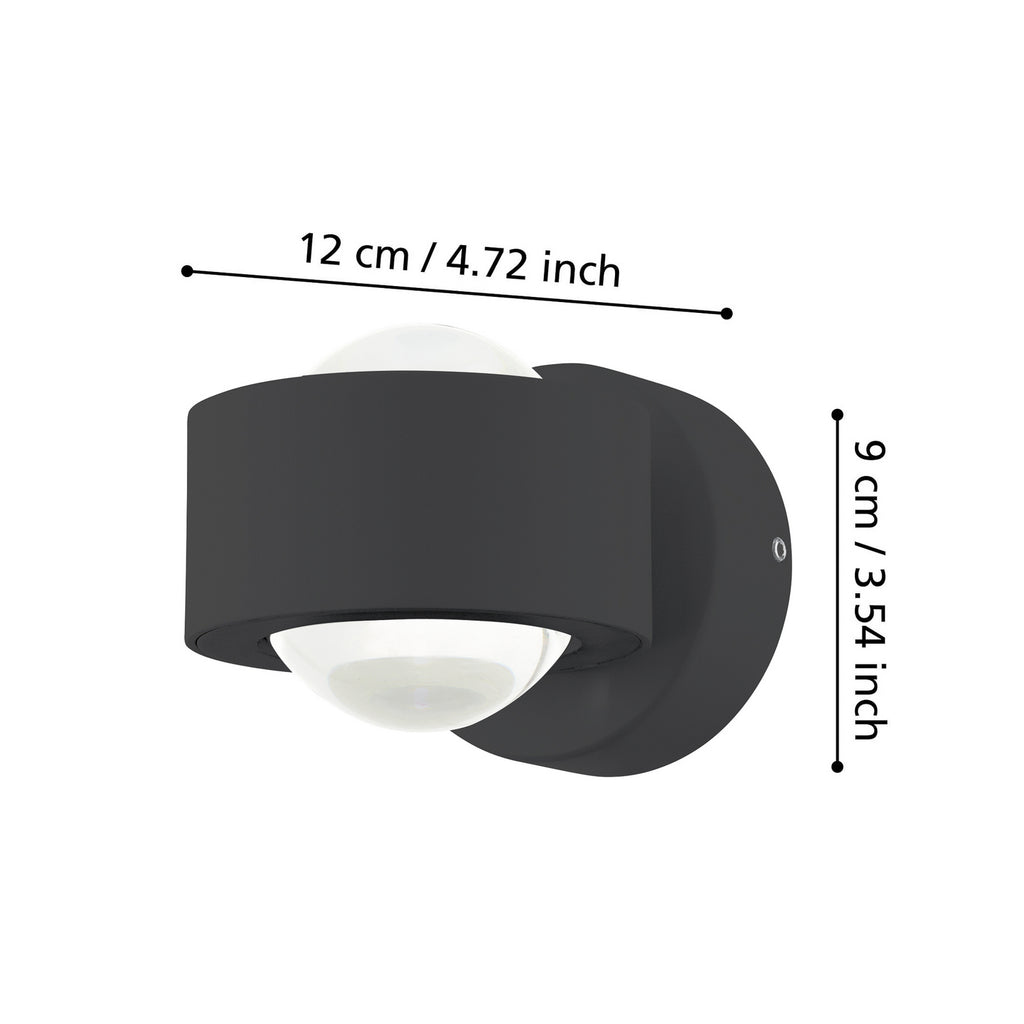 Detalj av LED utevegglampe Treviolo svart opp og ned IP44 EGLO
