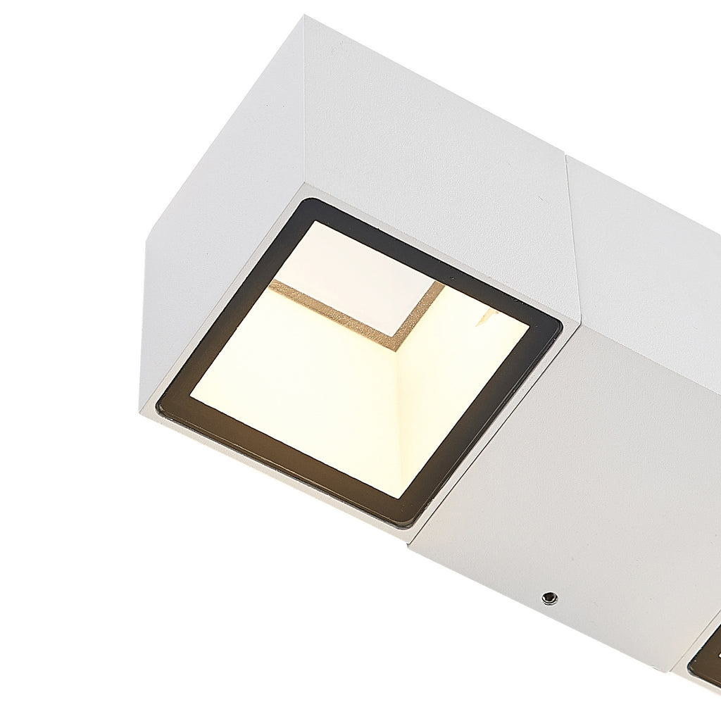 LED utevegglampe Vanda hvit aluminium nærbilde av LED-lys