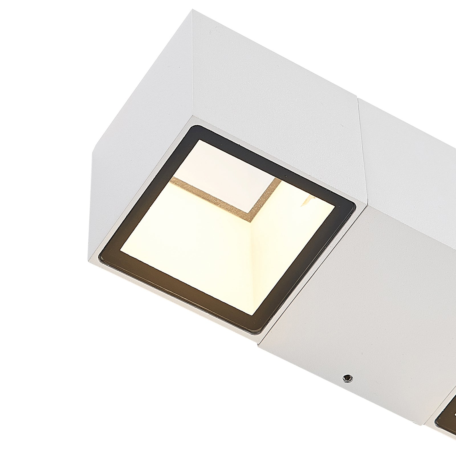 LED utevegglampe Vanda hvit aluminium nærbilde av LED-lys