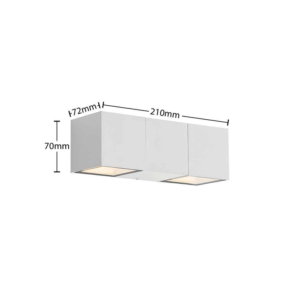LED utevegglampe Vanda hvit aluminium lys i mørket