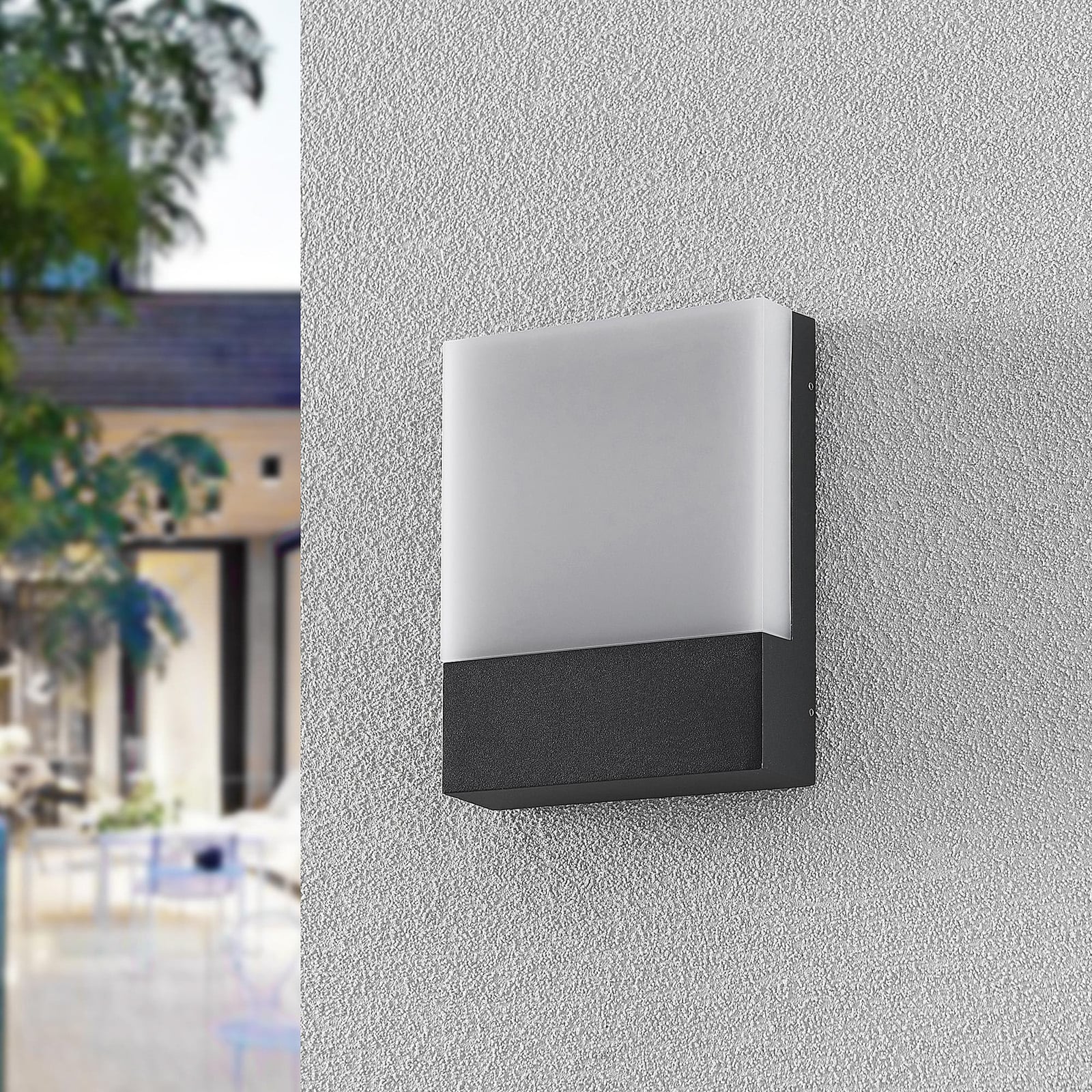 LED utevegglampe Vanira kantet aluminium IP54 bakside