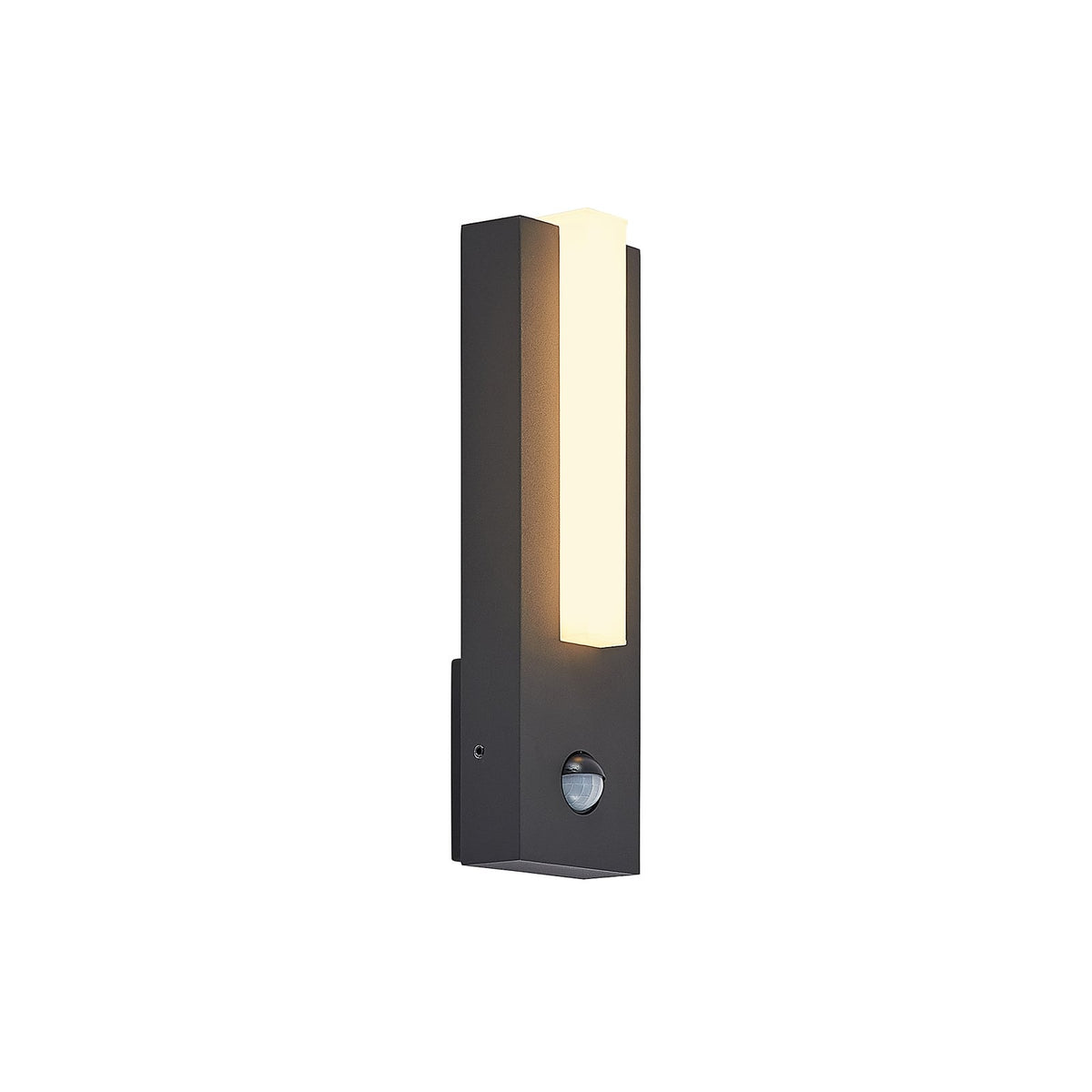 LED utevegglampe Virgalia med bevegelsessensor grafitt sideprofil