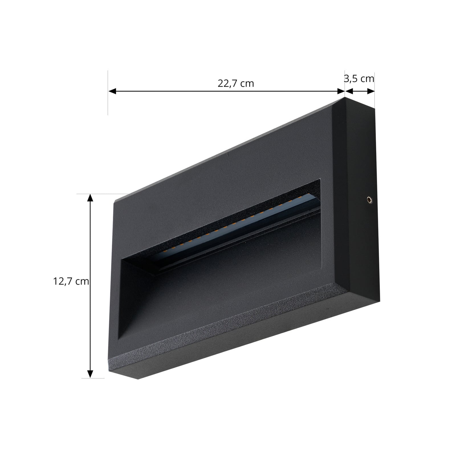 LED utevegglampe Weno svart aluminium nærbilde av LED-lyskilde