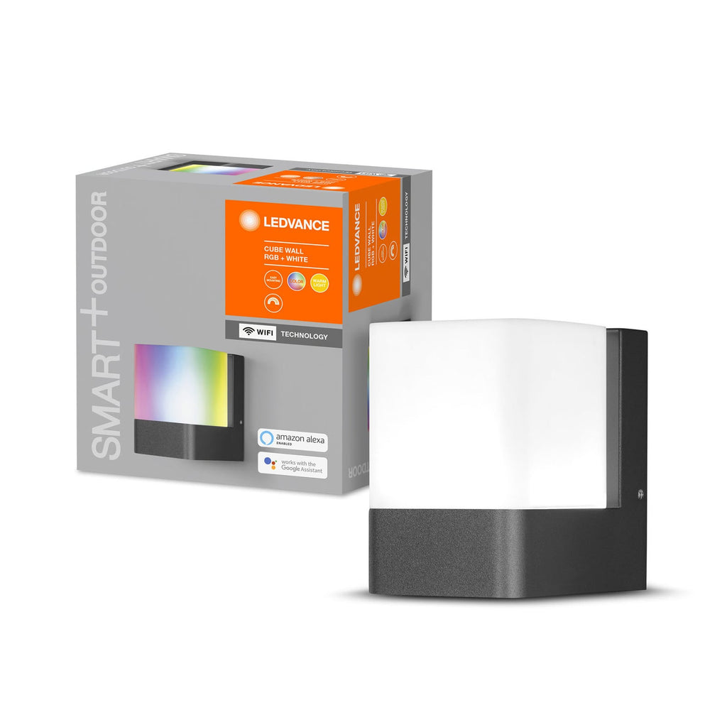 LED utevegglampe WiFi RGBW dimbar antrasitt IP44 - LEDVANCE SMART+ app-styring skjermbilde