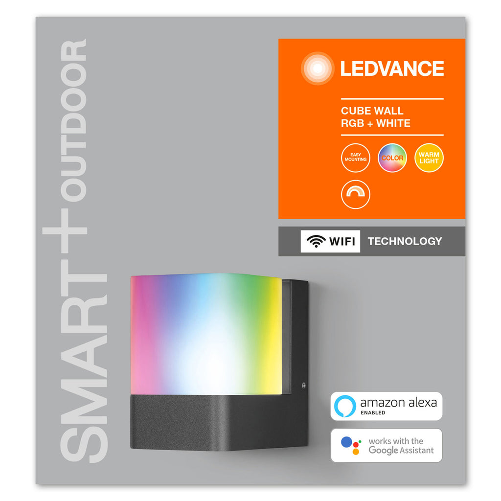LED utevegglampe WiFi RGBW dimbar antrasitt IP44 - LEDVANCE SMART+ monteringsdetalj