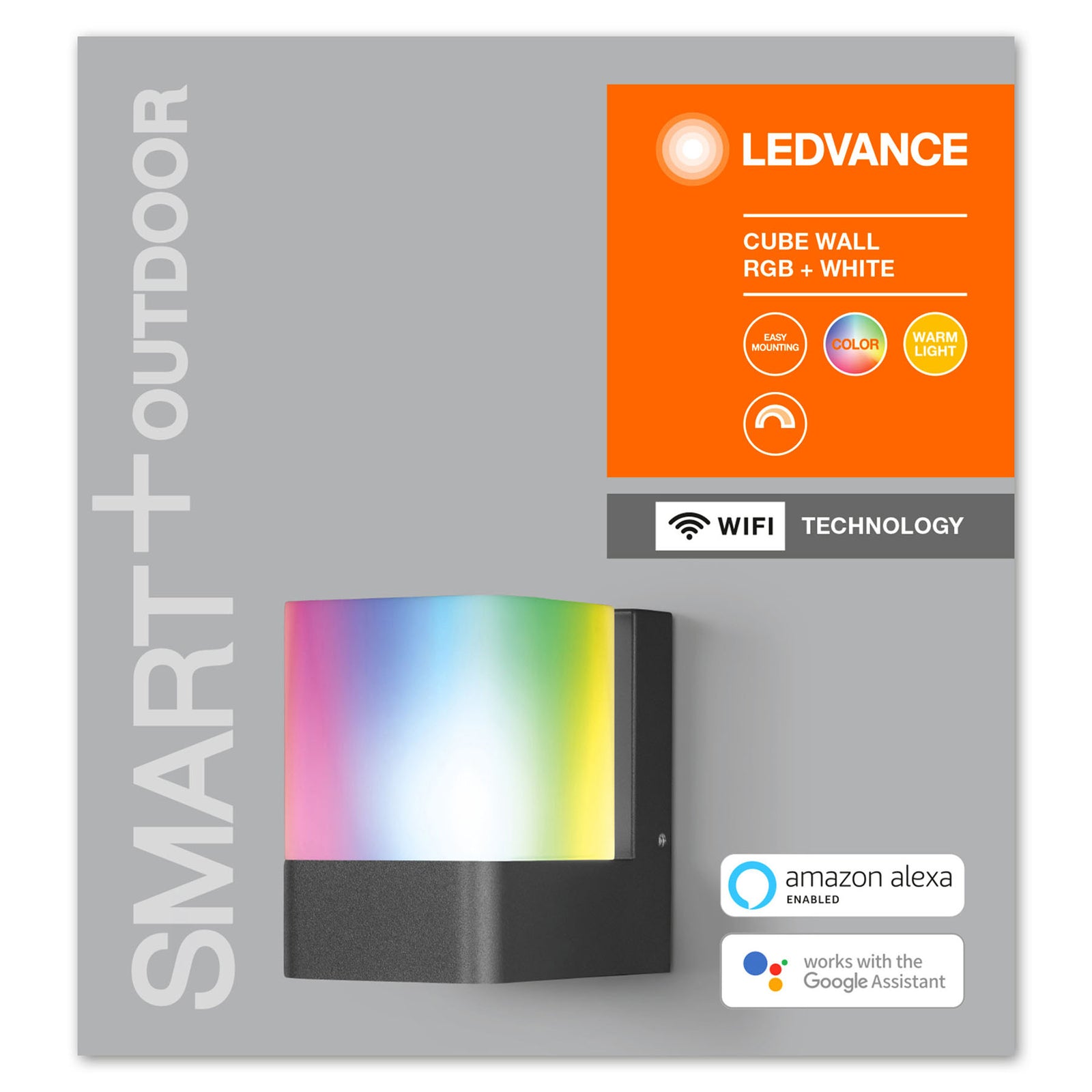 LED utevegglampe WiFi RGBW dimbar antrasitt IP44 - LEDVANCE SMART+ monteringsdetalj
