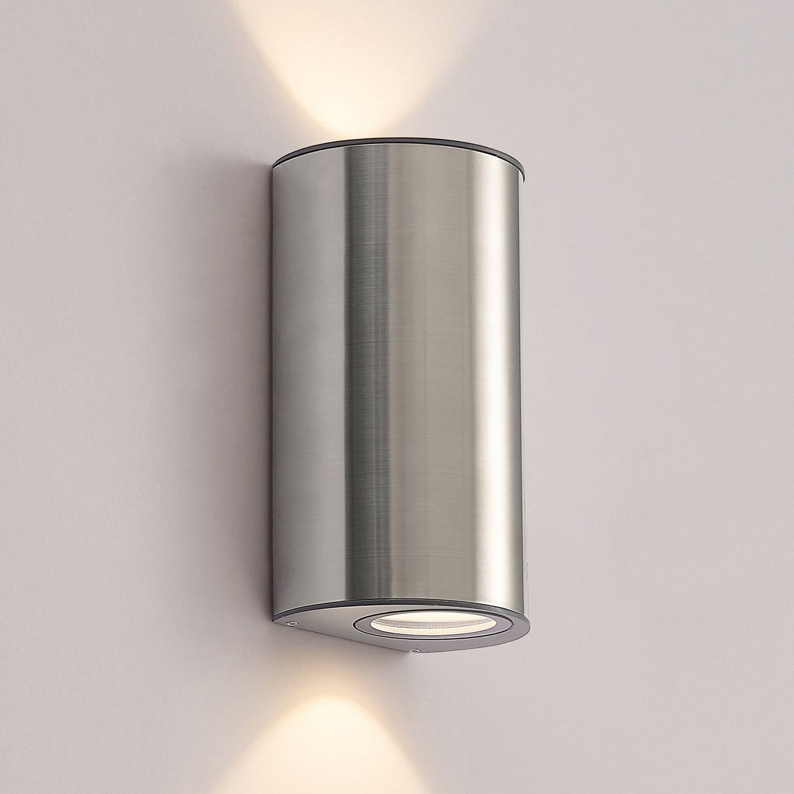 LED utevegglampe Zavallina opp og ned rustfritt stål nærbilde