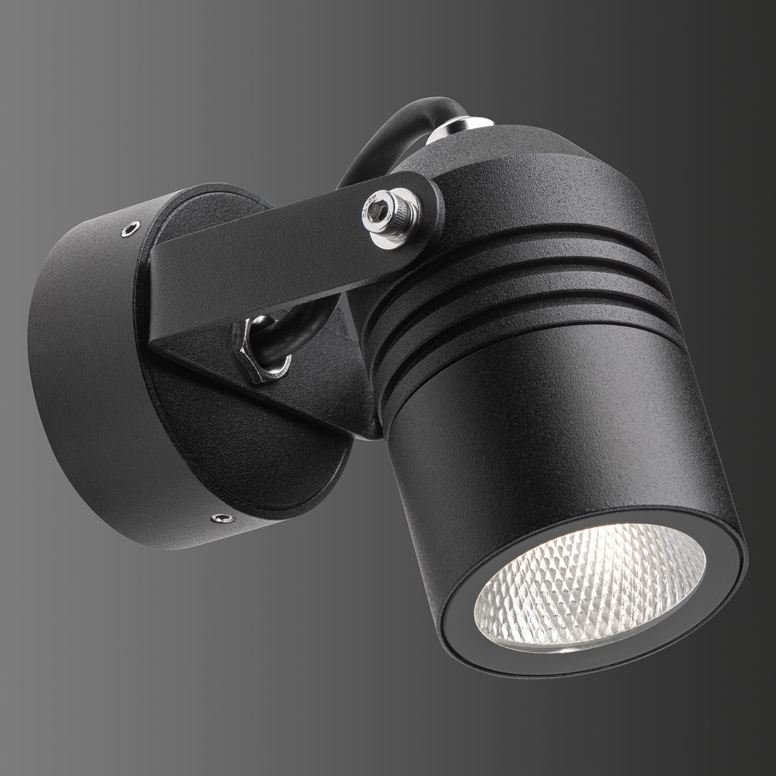 LED uteveggspot 5019 svart pressstøpt aluminium vinklet visning