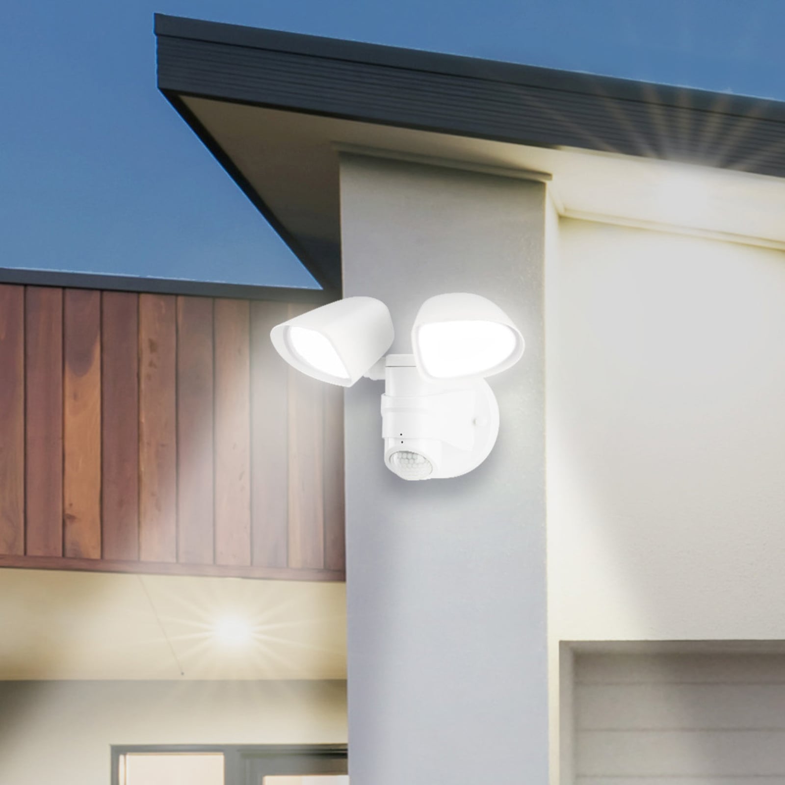 Bakside av LED uteveggspot Bilbao 2-lys med bevegelsessensor hvit