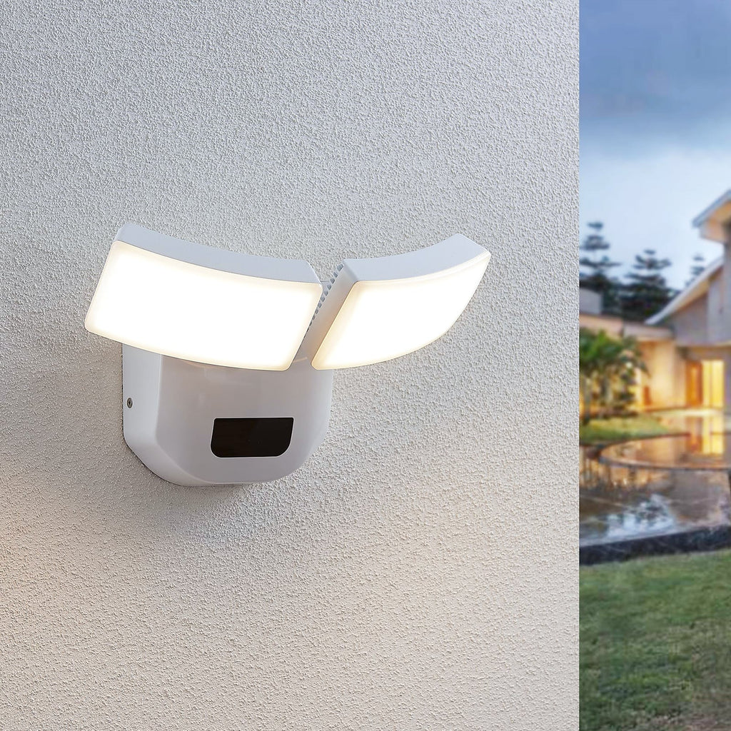 LED uteveggspot Nikias 2-lys med sensor hvit 30 cm bakside