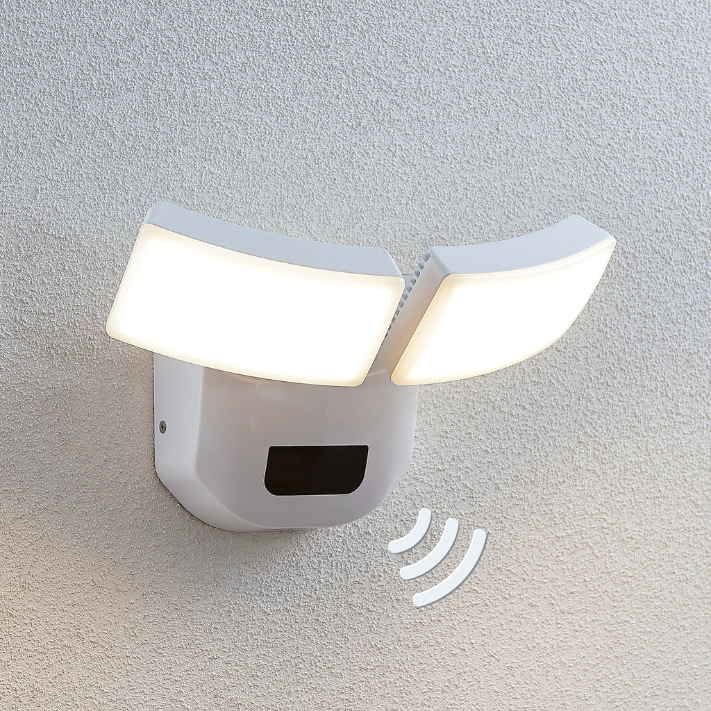 LED uteveggspot Nikias 2-lys med sensor hvit 30 cm front
