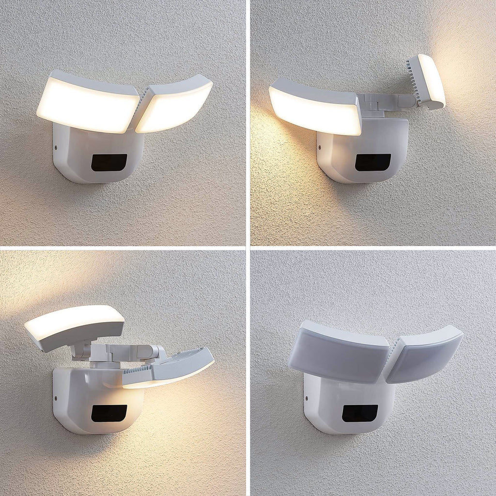 LED uteveggspot Nikias 2-lys med sensor hvit 30 cm monteringsdetalj