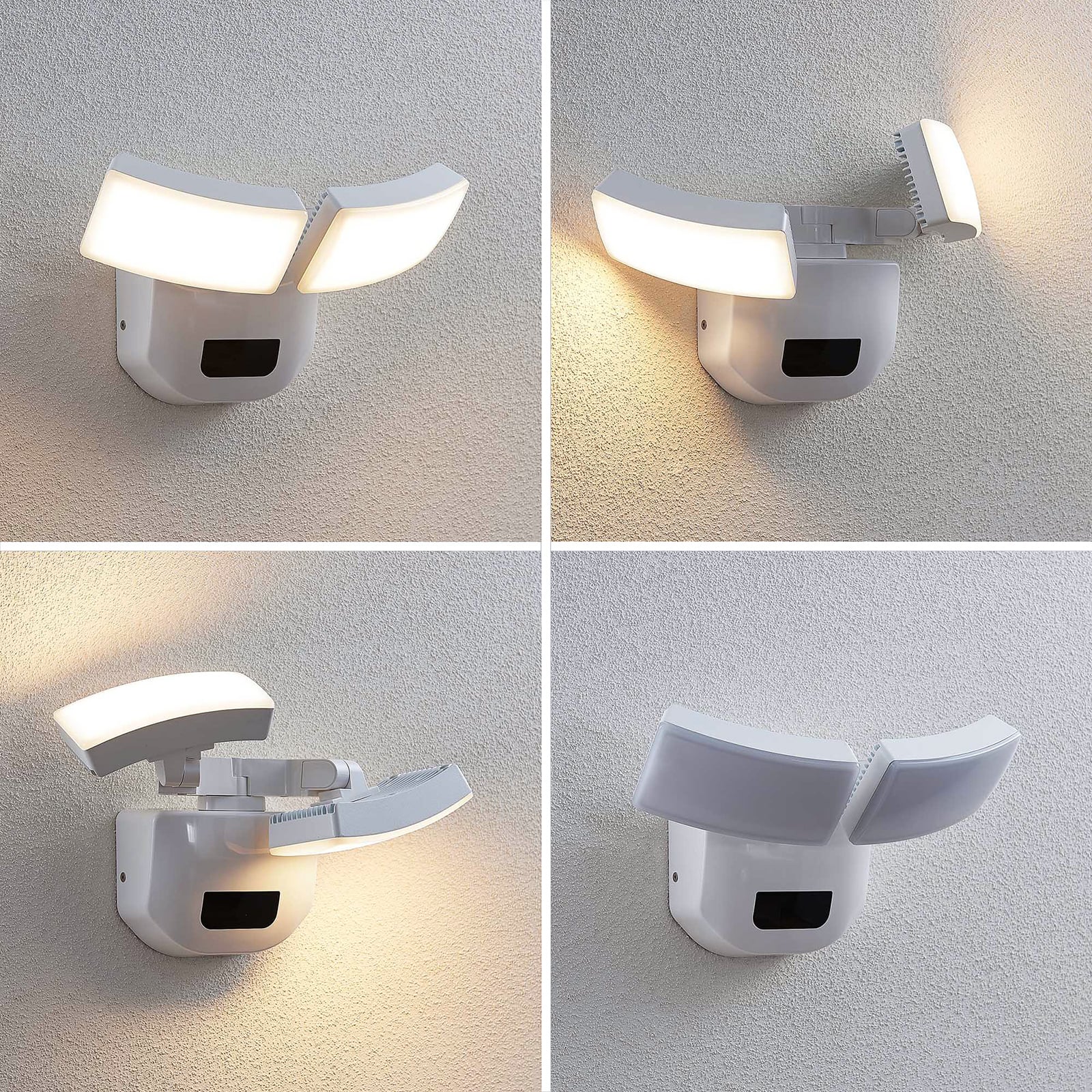 LED uteveggspot Nikias 2-lys med sensor hvit 30 cm monteringsdetalj