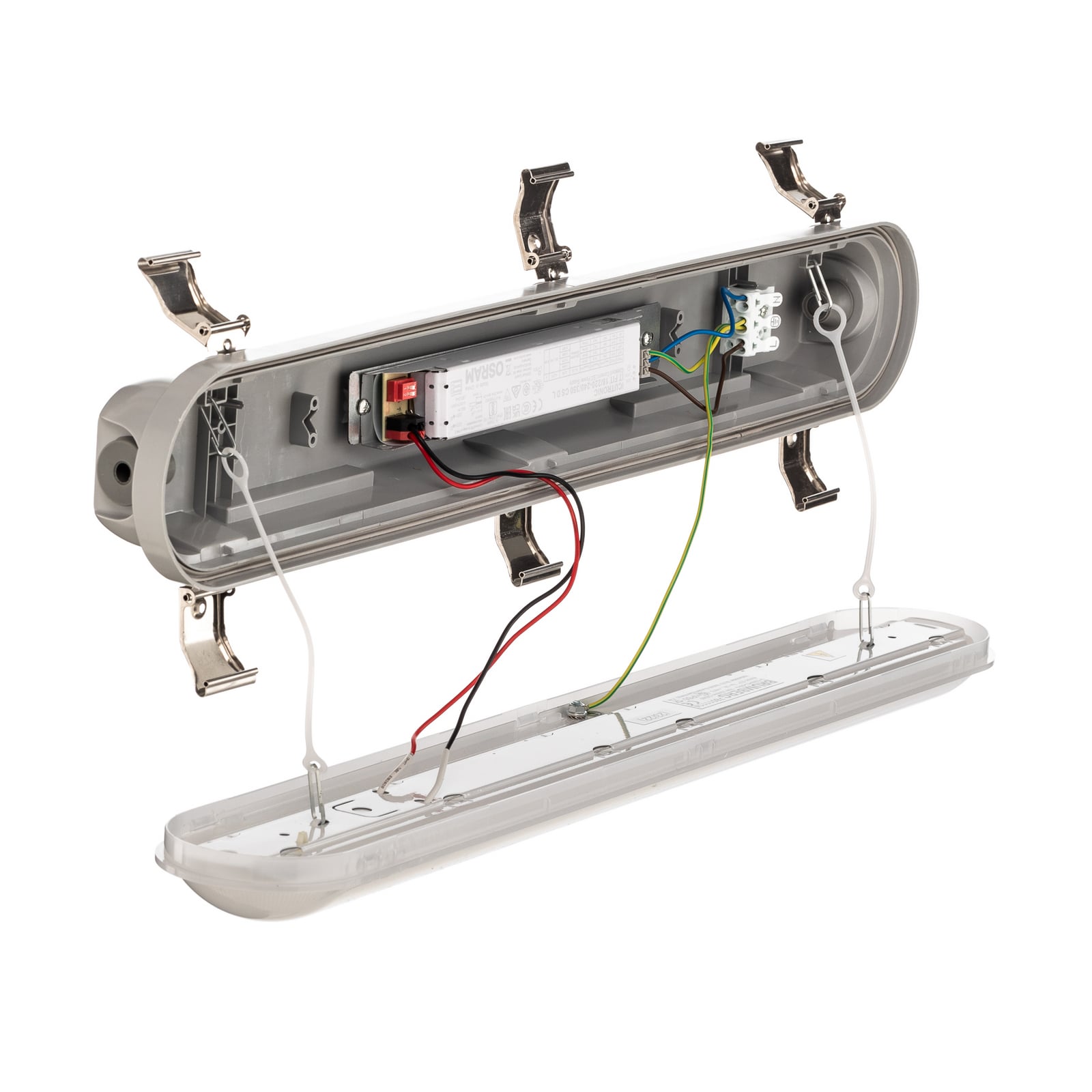 LED våtromsarmatur Humid One 18W 58 cm IP65 grå sideprofil