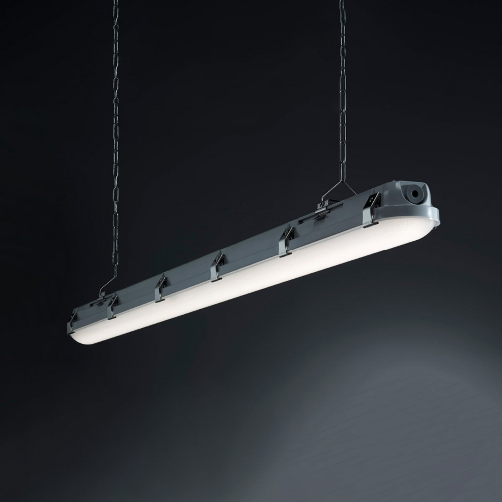 LED våtromsarmatur Humid One 28W 149 cm IP65 grå detalj