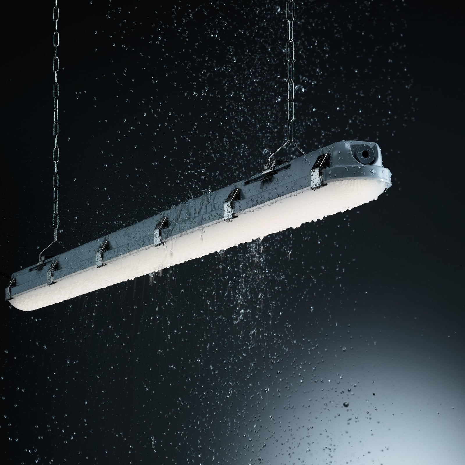 LED våtromsarmatur Humid One 28W 149 cm IP65 grå nærbilde
