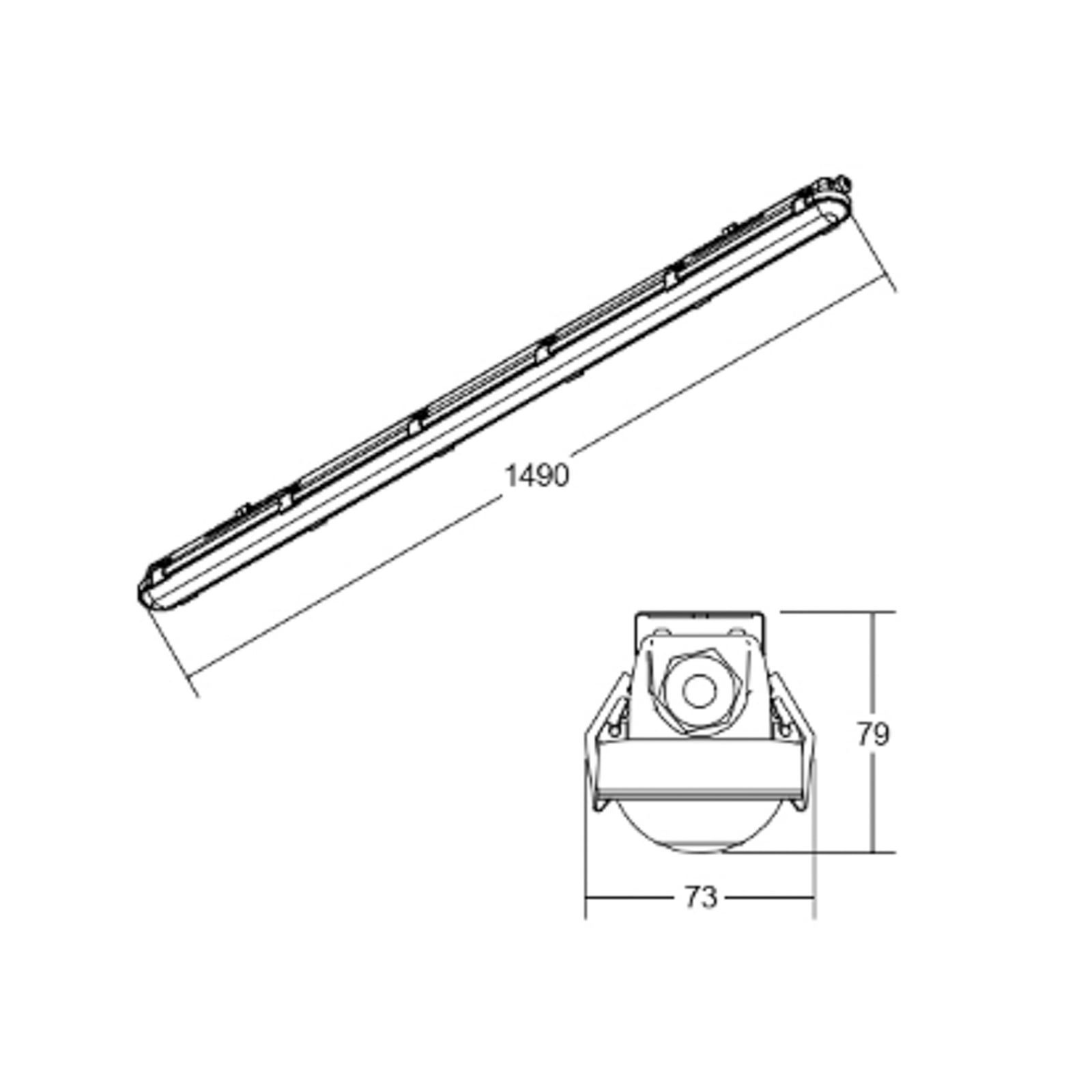 LED våtromsarmatur Humid One 28W 149 cm IP65 grå med monteringsutstyr