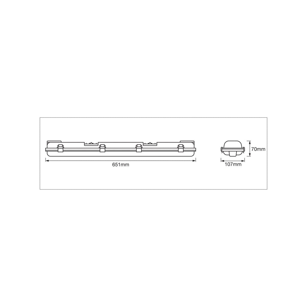 LED våtromslampe SUBMARINE 65 cm 2x7W G13 grå bakside