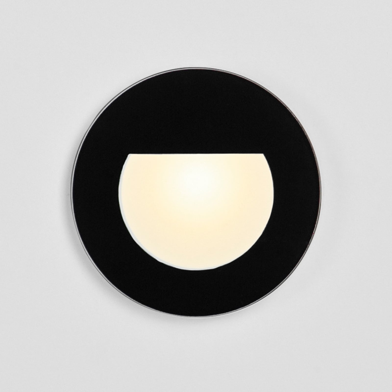 LED vegg innbyggingsspot Kit68 rund svart Ø7,8 cm - forfra