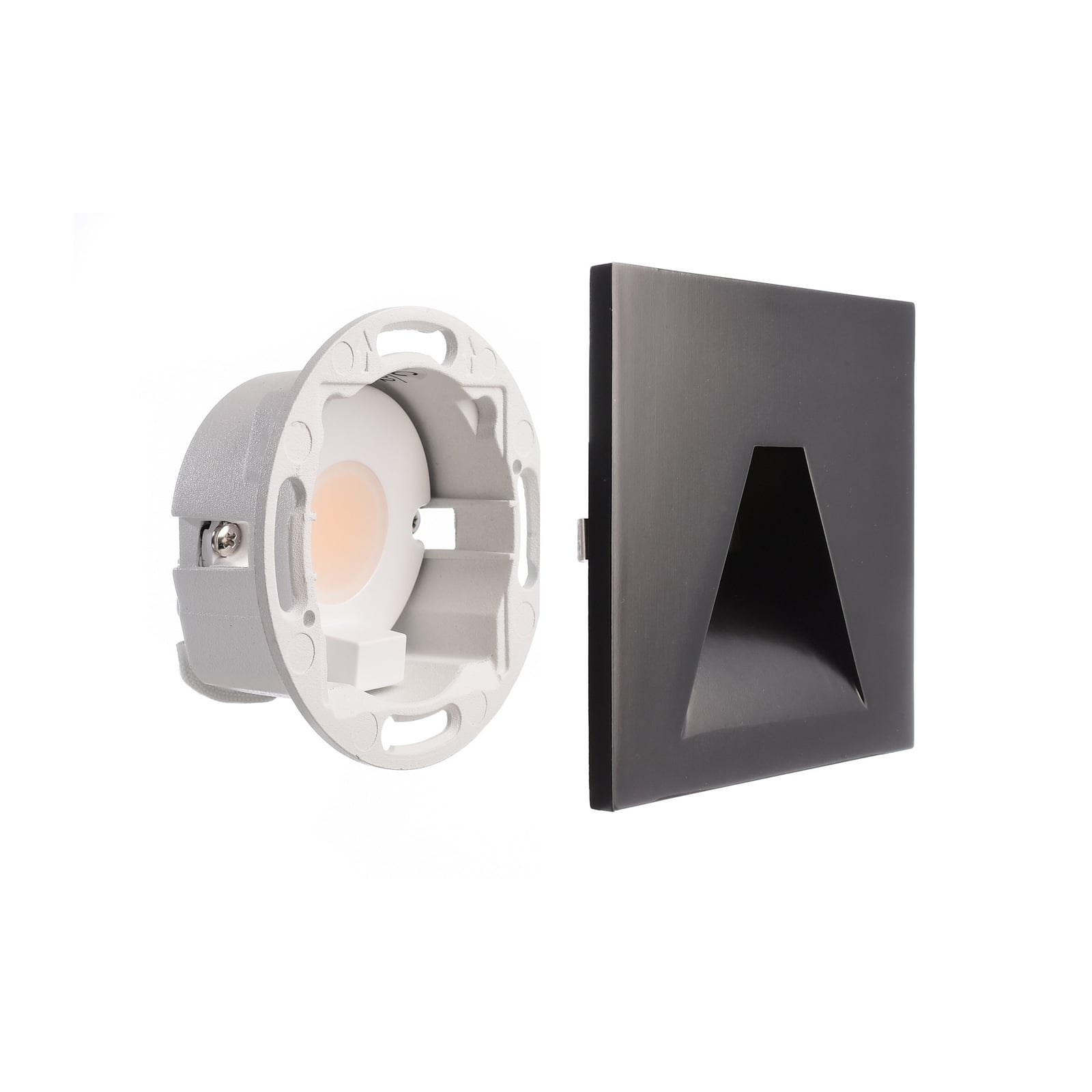 LED vegginnbyggingslampe Alwaid svart detalj