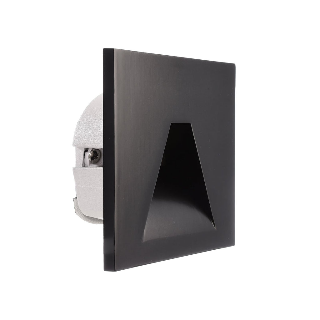 LED vegginnbyggingslampe Alwaid svart front