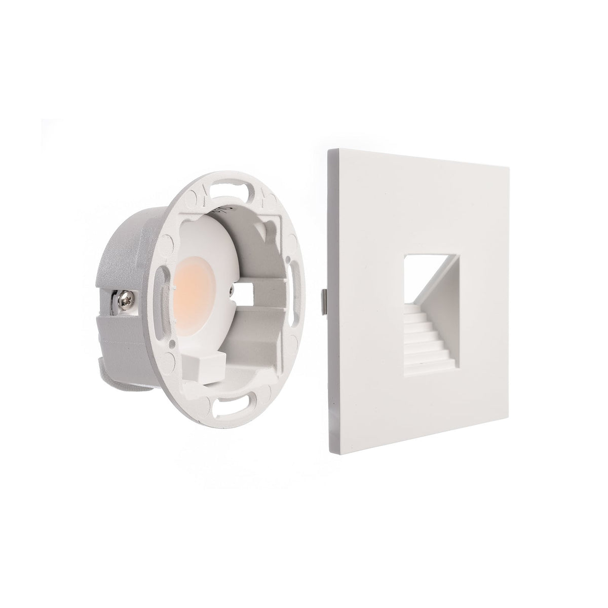 LED vegginnbyggingslampe Alwaid hvit 7,5x7,5 cm trappet montert