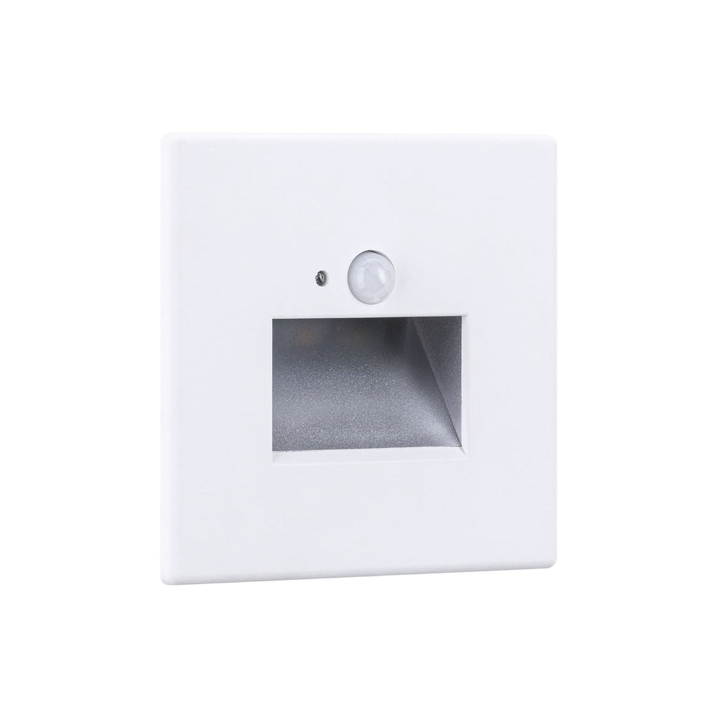 LED vegginnbyggingslampe med bevegelsessensor hvit 8x8 cm Paulmann forfra