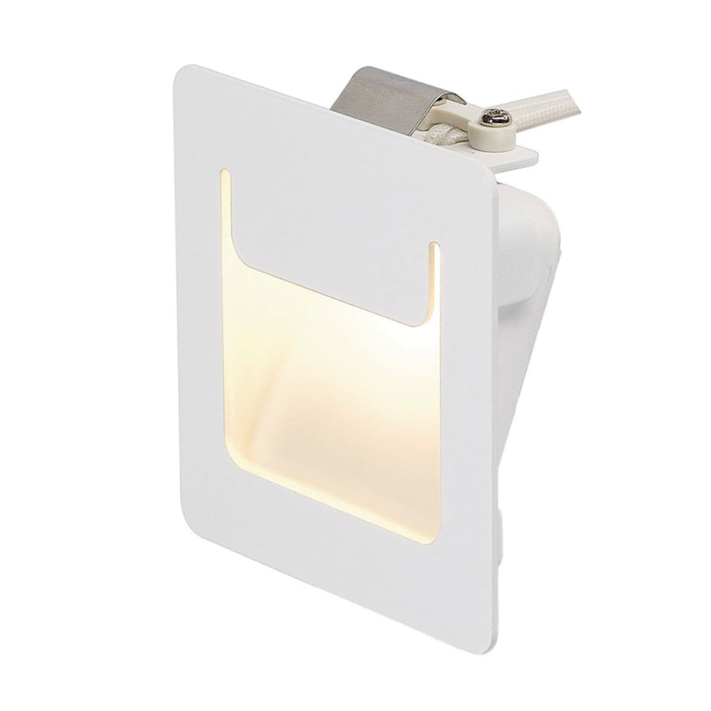 LED vegginnbyggingslampe Downunder Pur 80 hvit 8x8 cm 3000K forfra