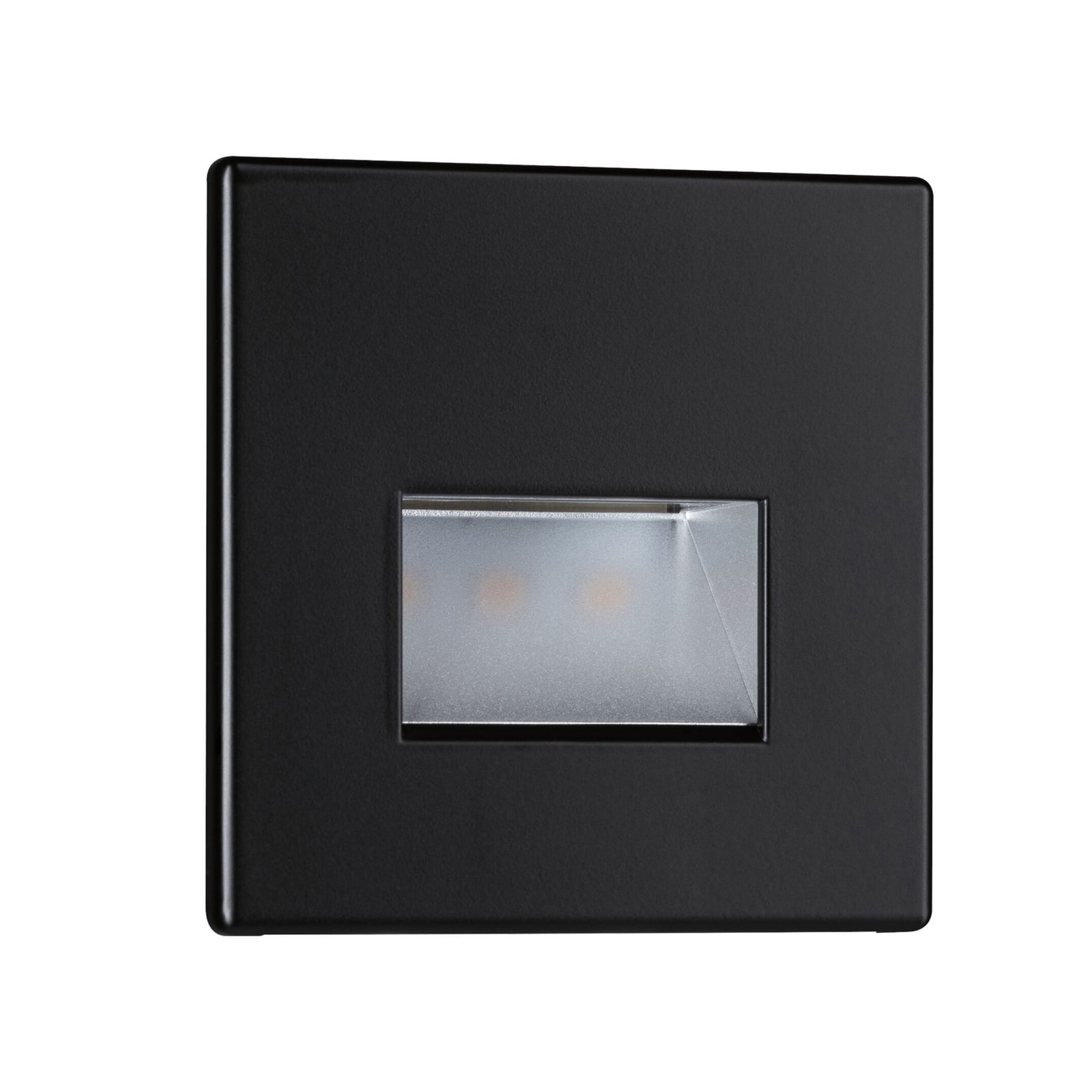 LED vegginnbyggingslampe EDGE kvadratisk svart matt 8 cm forfra