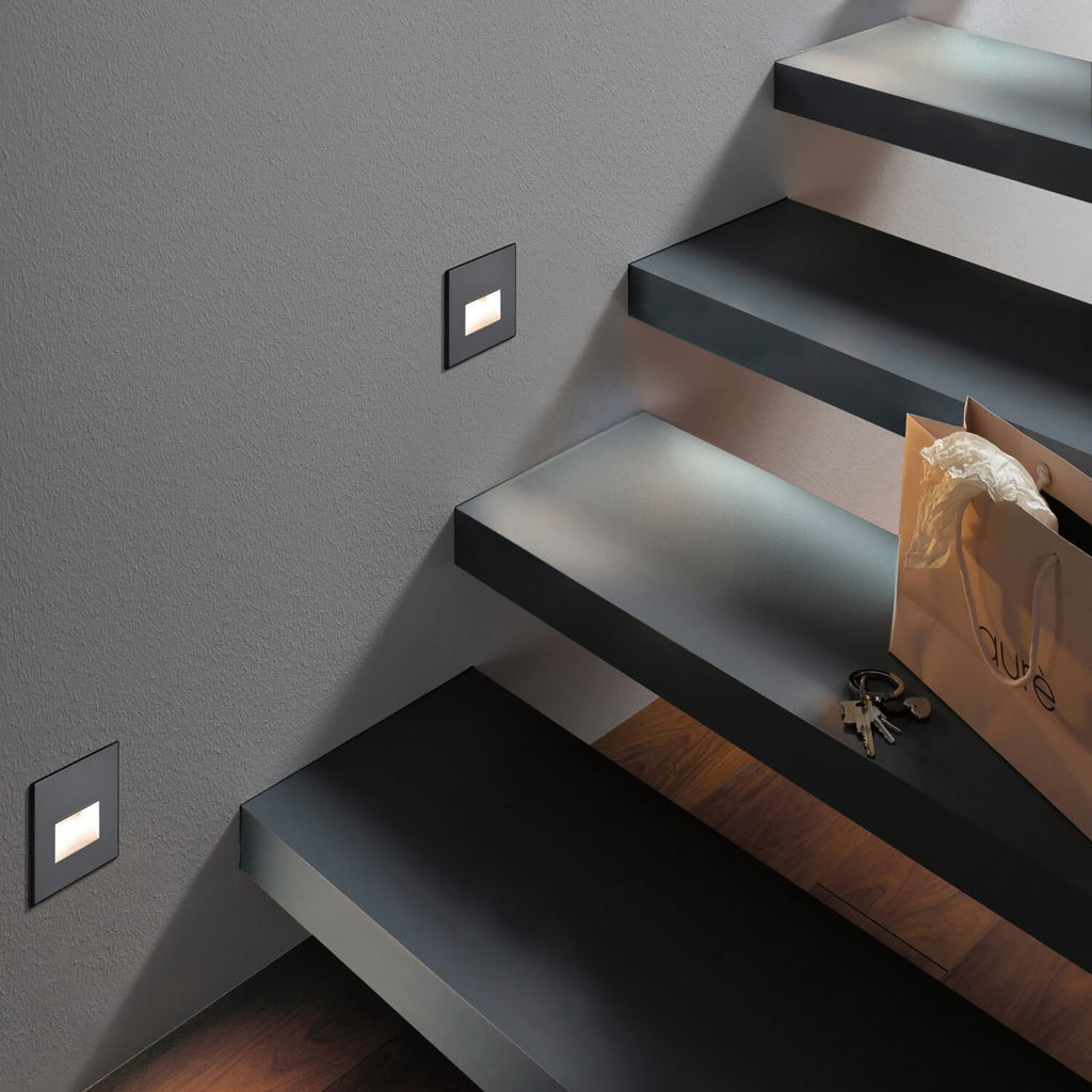 Detalj av LED vegginnbyggingslampe EDGE kvadratisk svart matt 8 cm