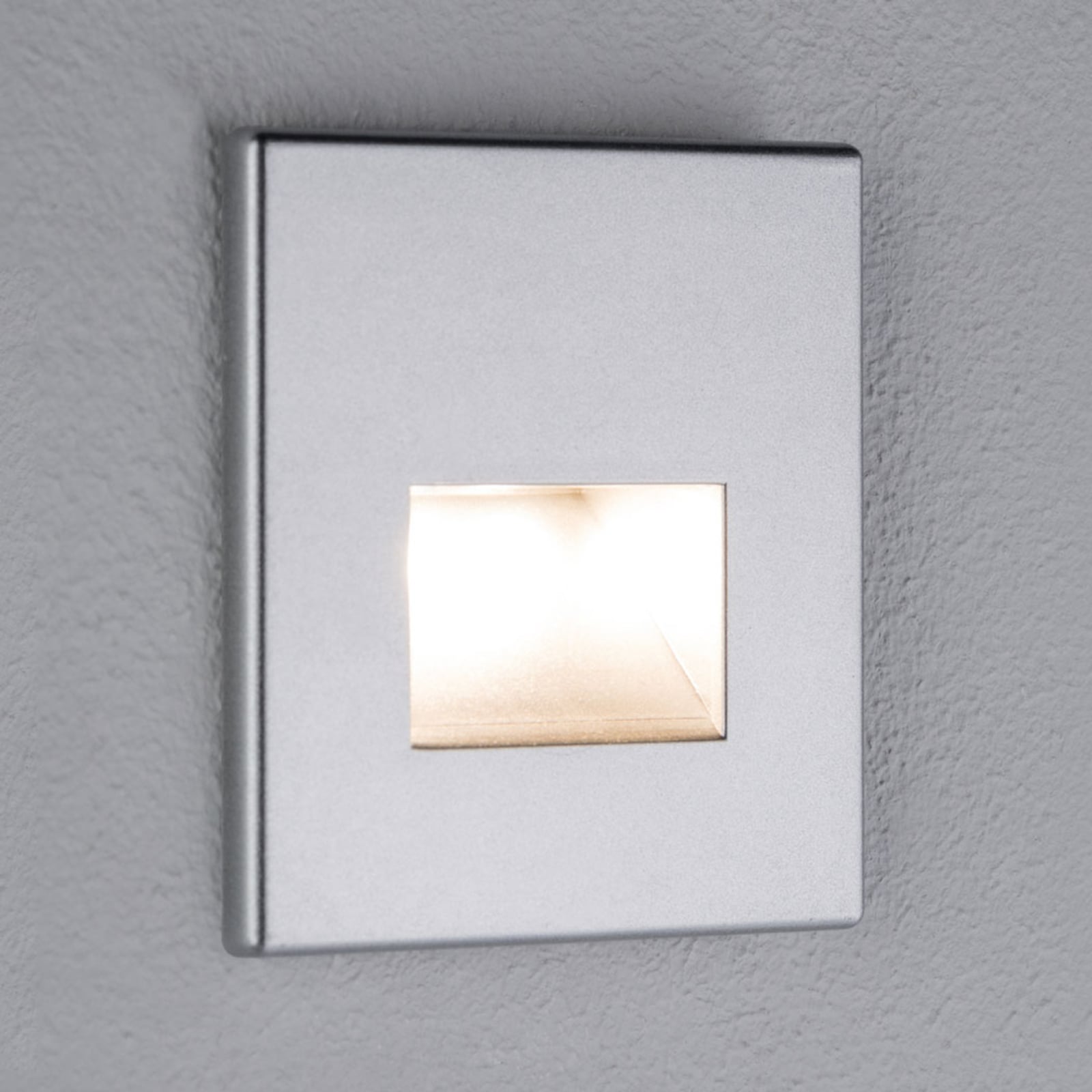 LED vegginnbyggingslampe Edge matt krom 8x8 cm varmhvit forfra