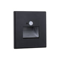 LED vegginnbyggingslampe Edge Quadro med bevegelsessensor svart 8 cm forfra